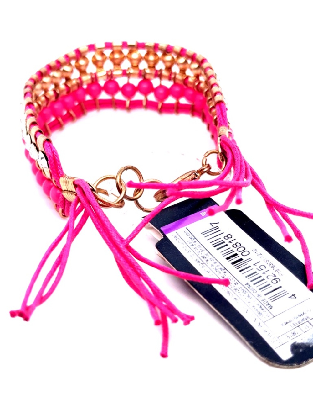 Pink Beaded Crystal Wrap Bracelet (E5) - Picture 5 of 5